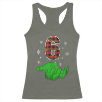Number 6 Matching 67 Christmas Racerback Tank Top Red Plaid Xmas Pajamas Holiday Gen Alpha Slang Meme - Wonder Print Shop