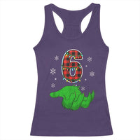 Number 6 Matching 67 Christmas Racerback Tank Top Red Plaid Xmas Pajamas Holiday Gen Alpha Slang Meme - Wonder Print Shop