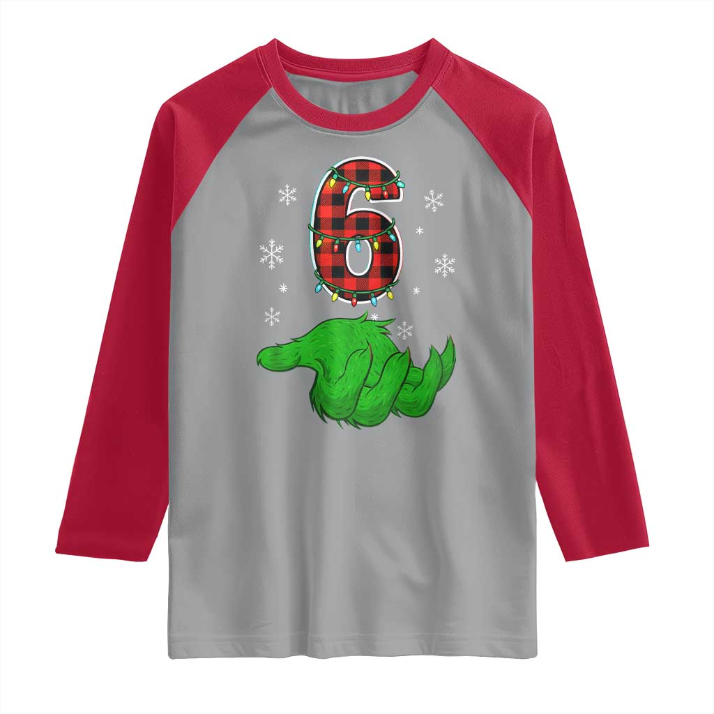 Number 6 Matching 67 Christmas Raglan Shirt Red Plaid Xmas Pajamas Holiday Gen Alpha Slang Meme - Wonder Print Shop