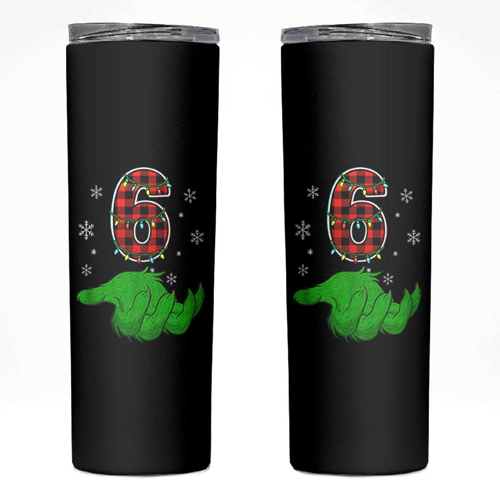 Number 6 Matching 67 Christmas Skinny Tumbler Red Plaid Xmas Pajamas Holiday Gen Alpha Slang Meme - Wonder Print Shop