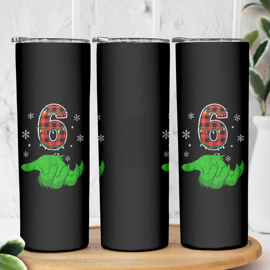 Number 6 Matching 67 Christmas Skinny Tumbler Red Plaid Xmas Pajamas Holiday Gen Alpha Slang Meme - Wonder Print Shop