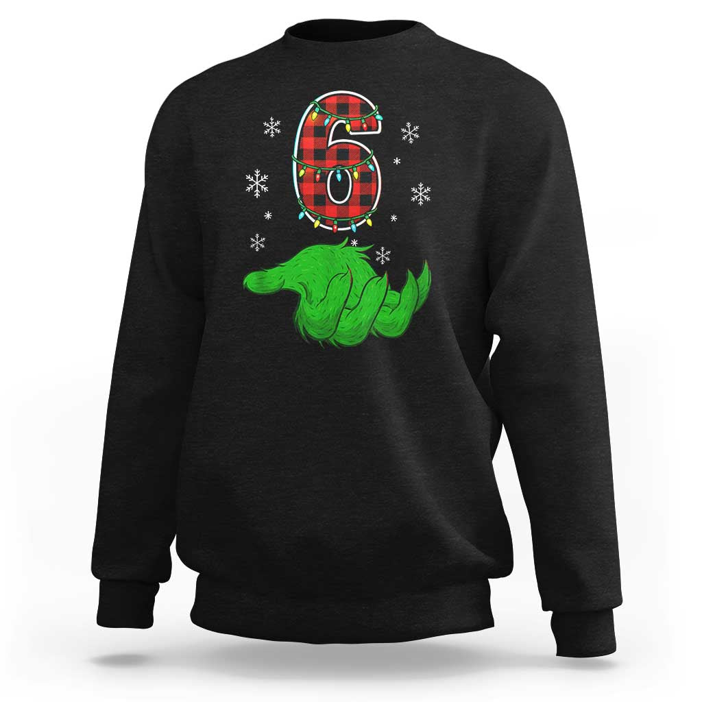 Number 6 Matching 67 Christmas Sweatshirt Red Plaid Xmas Pajamas Holiday Gen Alpha Slang Meme - Wonder Print Shop