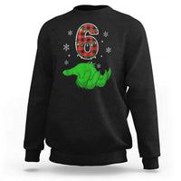 Number 6 Matching 67 Christmas Sweatshirt Red Plaid Xmas Pajamas Holiday Gen Alpha Slang Meme - Wonder Print Shop