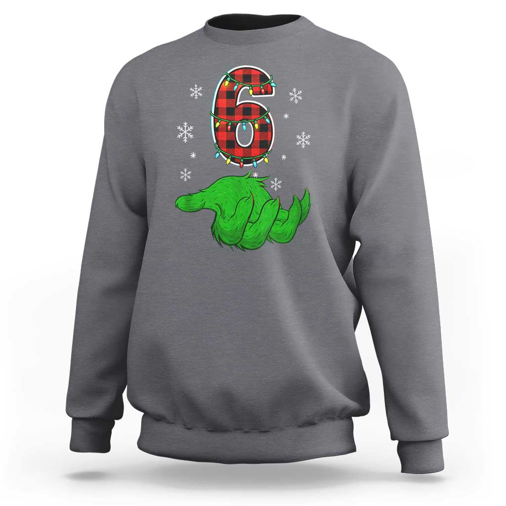 Number 6 Matching 67 Christmas Sweatshirt Red Plaid Xmas Pajamas Holiday Gen Alpha Slang Meme - Wonder Print Shop