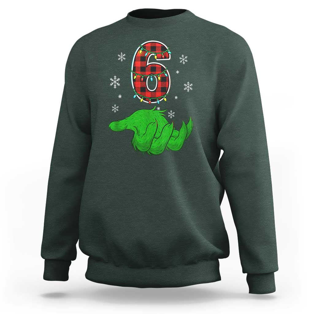 Number 6 Matching 67 Christmas Sweatshirt Red Plaid Xmas Pajamas Holiday Gen Alpha Slang Meme - Wonder Print Shop