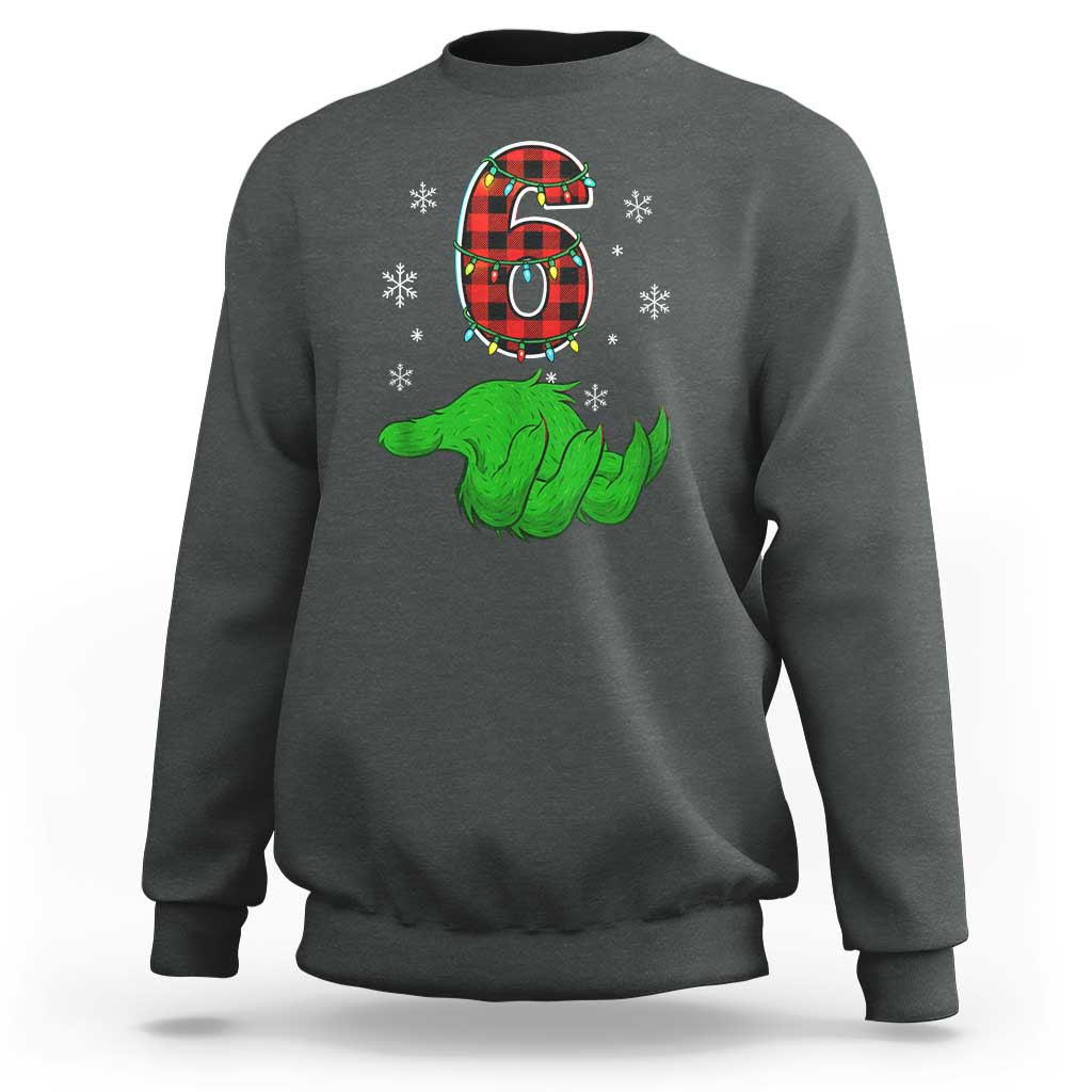 Number 6 Matching 67 Christmas Sweatshirt Red Plaid Xmas Pajamas Holiday Gen Alpha Slang Meme - Wonder Print Shop