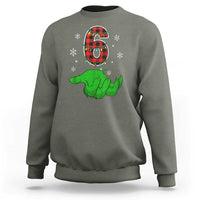 Number 6 Matching 67 Christmas Sweatshirt Red Plaid Xmas Pajamas Holiday Gen Alpha Slang Meme - Wonder Print Shop