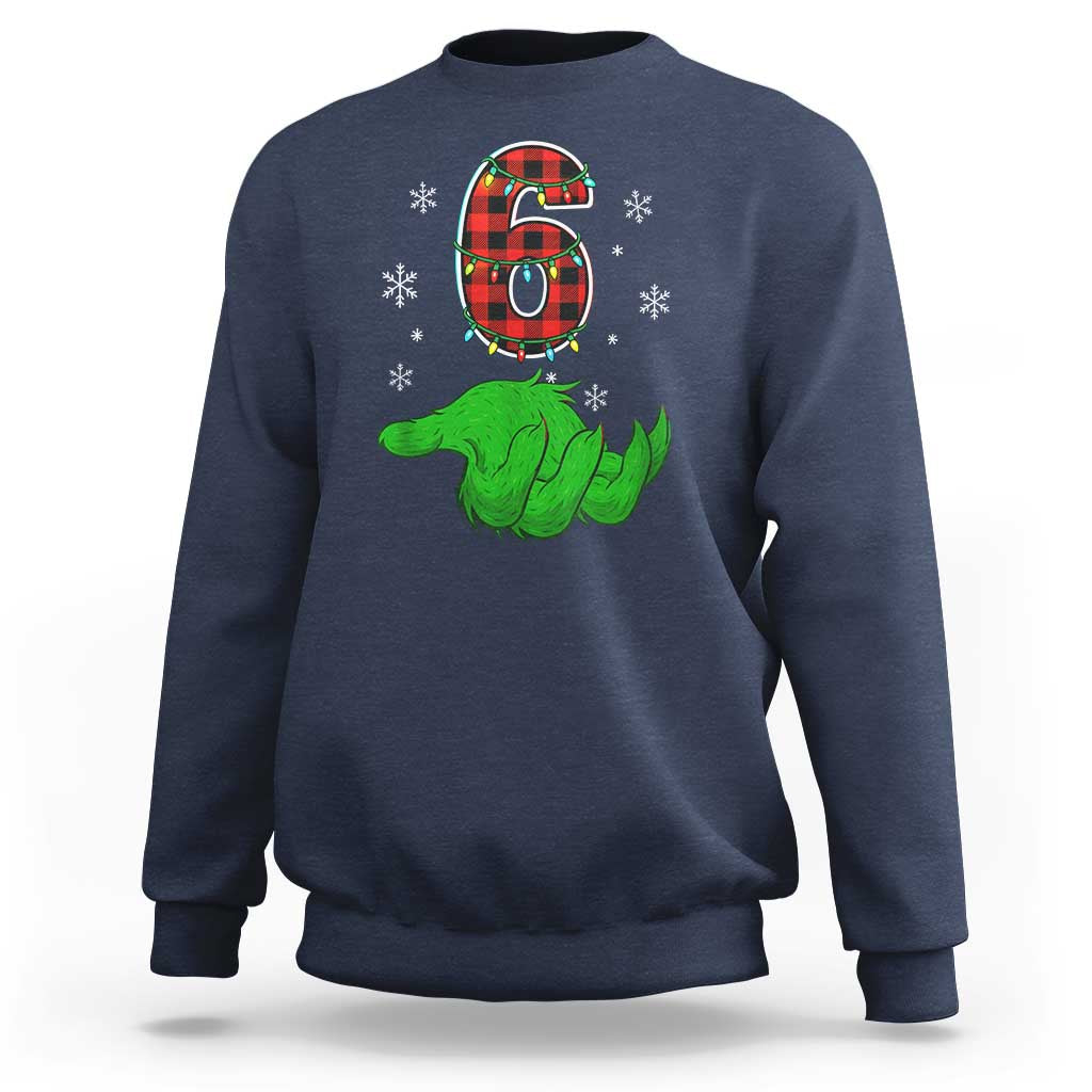 Number 6 Matching 67 Christmas Sweatshirt Red Plaid Xmas Pajamas Holiday Gen Alpha Slang Meme - Wonder Print Shop