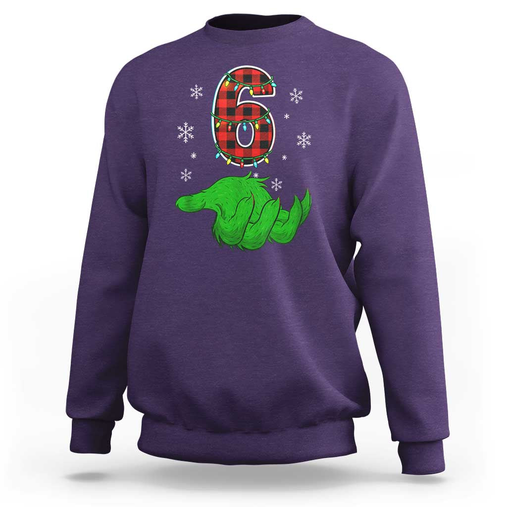 Number 6 Matching 67 Christmas Sweatshirt Red Plaid Xmas Pajamas Holiday Gen Alpha Slang Meme - Wonder Print Shop