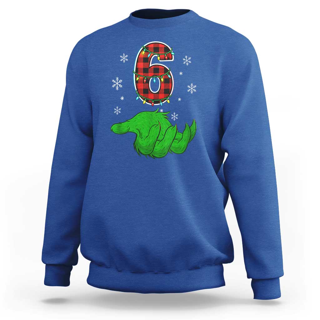Number 6 Matching 67 Christmas Sweatshirt Red Plaid Xmas Pajamas Holiday Gen Alpha Slang Meme - Wonder Print Shop
