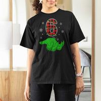 Number 6 Matching 67 Christmas T Shirt For Women Red Plaid Xmas Pajamas Holiday Gen Alpha Slang Meme - Wonder Print Shop