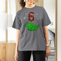 Number 6 Matching 67 Christmas T Shirt For Women Red Plaid Xmas Pajamas Holiday Gen Alpha Slang Meme - Wonder Print Shop