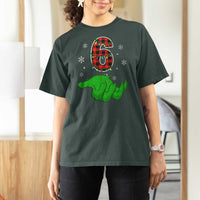 Number 6 Matching 67 Christmas T Shirt For Women Red Plaid Xmas Pajamas Holiday Gen Alpha Slang Meme - Wonder Print Shop