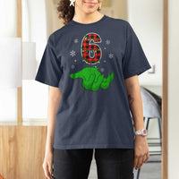 Number 6 Matching 67 Christmas T Shirt For Women Red Plaid Xmas Pajamas Holiday Gen Alpha Slang Meme - Wonder Print Shop