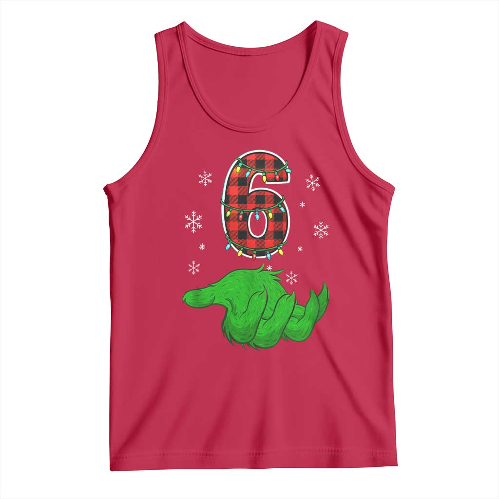 Number 6 Matching 67 Christmas Tank Top Red Plaid Xmas Pajamas Holiday Gen Alpha Slang Meme - Wonder Print Shop