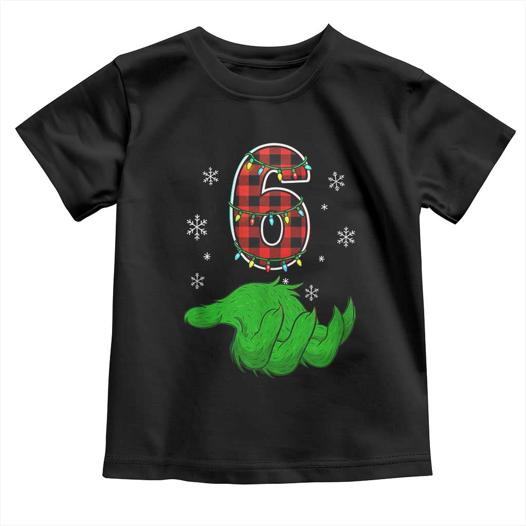 Number 6 Matching 67 Christmas Toddler T Shirt Red Plaid Xmas Pajamas Holiday Gen Alpha Slang Meme - Wonder Print Shop