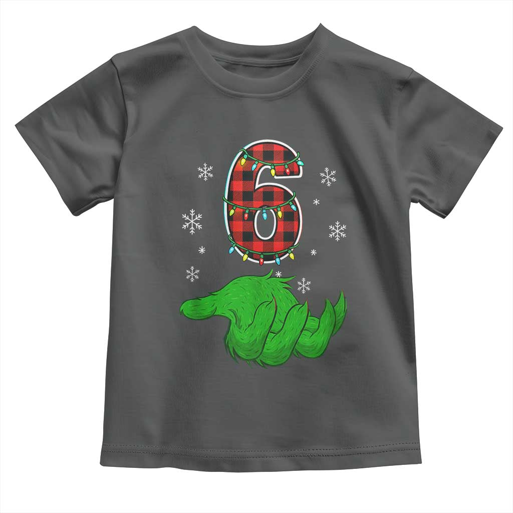 Number 6 Matching 67 Christmas Toddler T Shirt Red Plaid Xmas Pajamas Holiday Gen Alpha Slang Meme - Wonder Print Shop