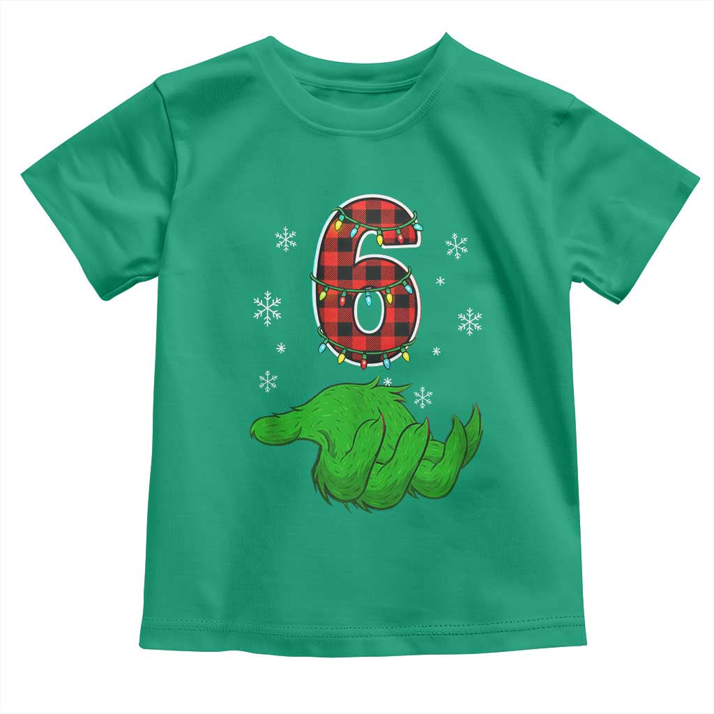 Number 6 Matching 67 Christmas Toddler T Shirt Red Plaid Xmas Pajamas Holiday Gen Alpha Slang Meme - Wonder Print Shop
