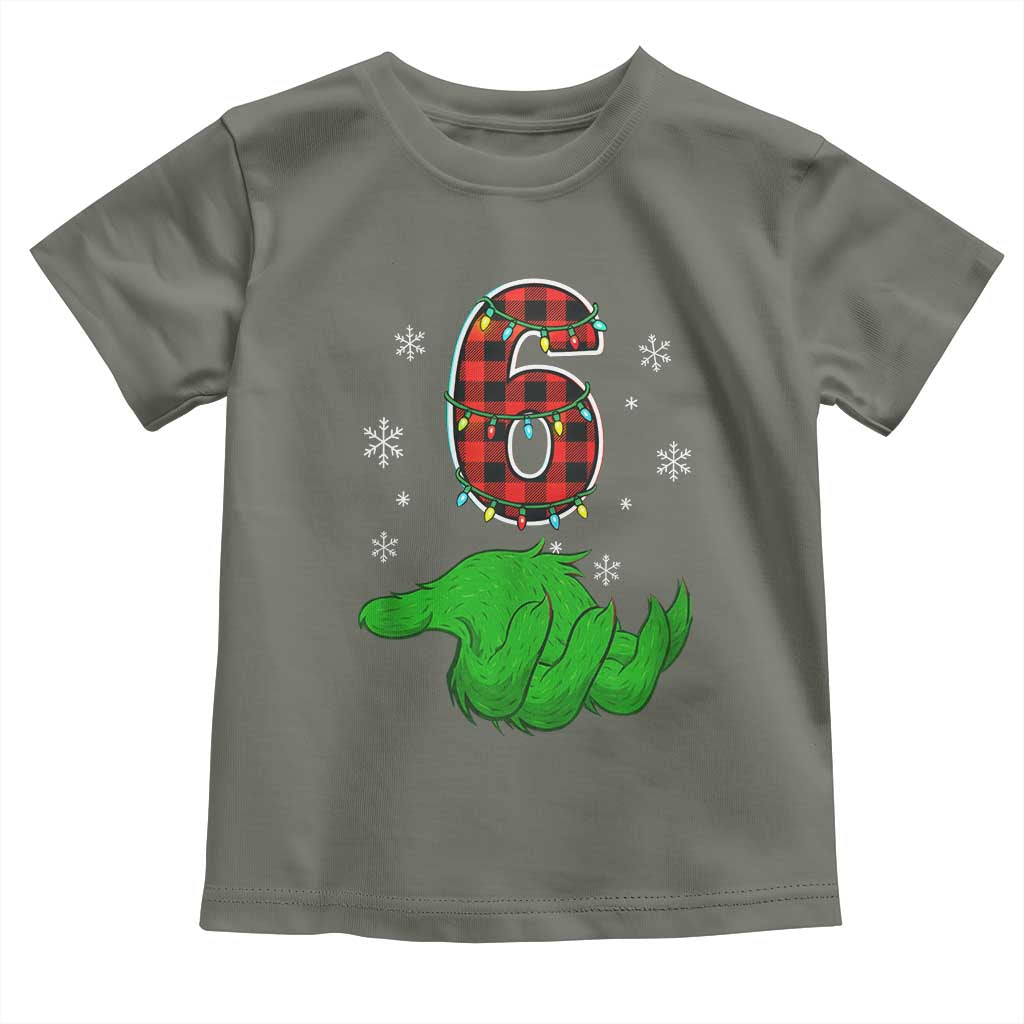 Number 6 Matching 67 Christmas Toddler T Shirt Red Plaid Xmas Pajamas Holiday Gen Alpha Slang Meme - Wonder Print Shop