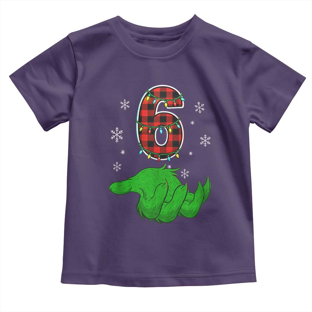 Number 6 Matching 67 Christmas Toddler T Shirt Red Plaid Xmas Pajamas Holiday Gen Alpha Slang Meme - Wonder Print Shop
