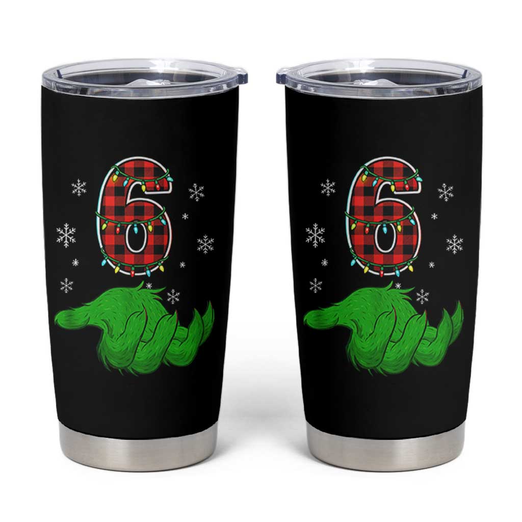 Number 6 Matching 67 Christmas Tumbler Cup Red Plaid Xmas Pajamas Holiday Gen Alpha Slang Meme - Wonder Print Shop