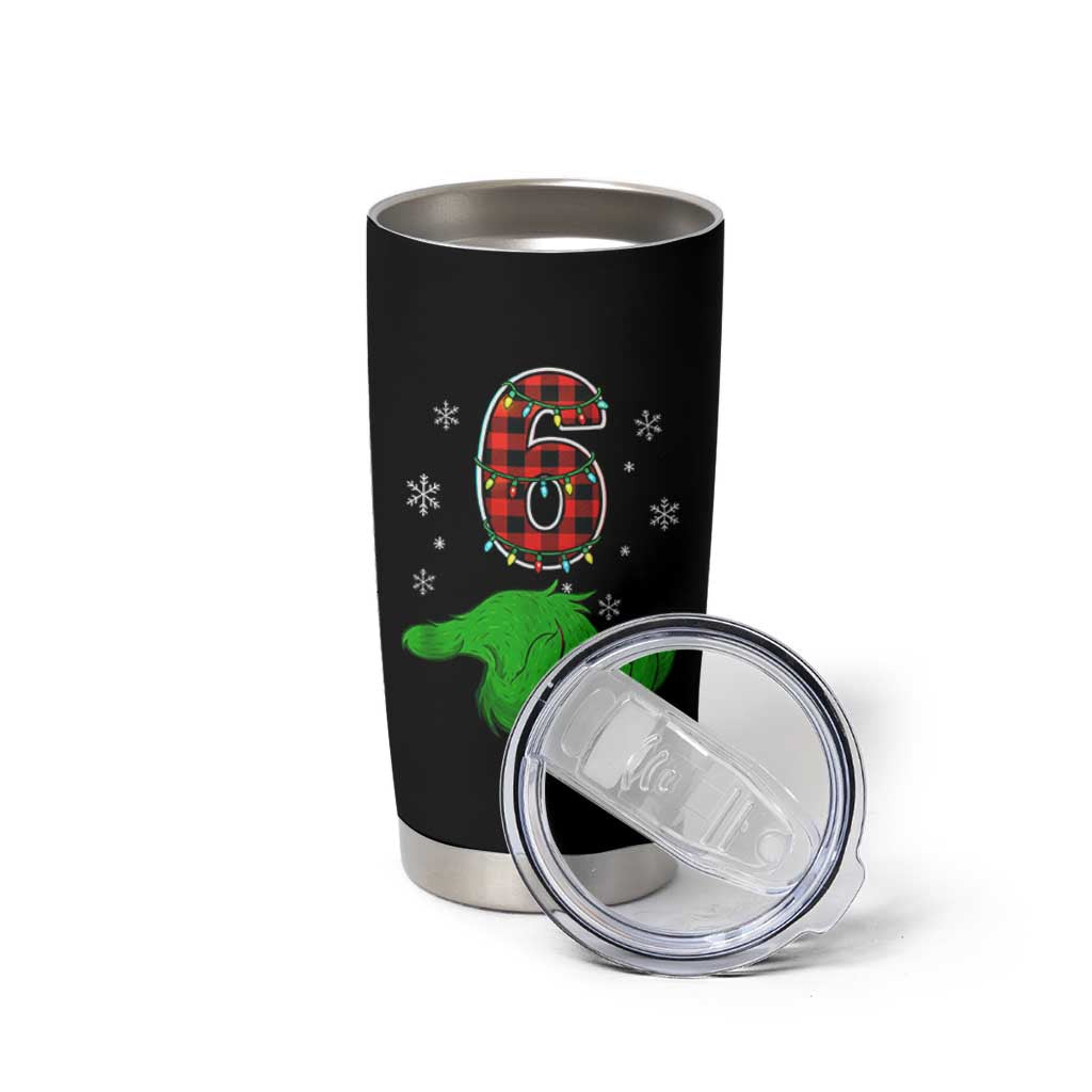Number 6 Matching 67 Christmas Tumbler Cup Red Plaid Xmas Pajamas Holiday Gen Alpha Slang Meme - Wonder Print Shop