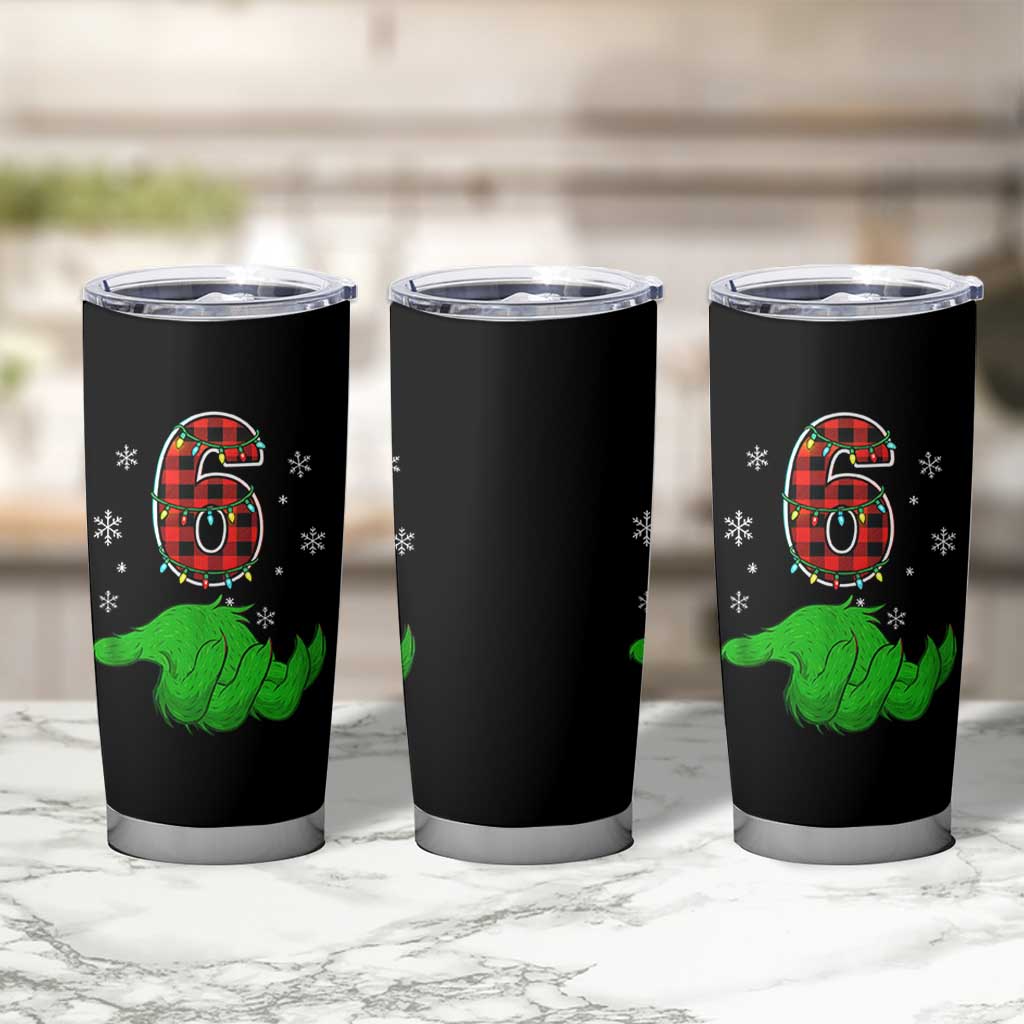 Number 6 Matching 67 Christmas Tumbler Cup Red Plaid Xmas Pajamas Holiday Gen Alpha Slang Meme - Wonder Print Shop