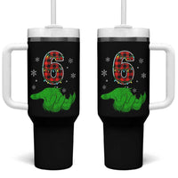 Number 6 Matching 67 Christmas Tumbler With Handle Red Plaid Xmas Pajamas Holiday Gen Alpha Slang Meme - Wonder Print Shop