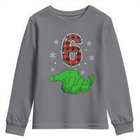 Number 6 Matching 67 Christmas Youth Sweatshirt Red Plaid Xmas Pajamas Holiday Gen Alpha Slang Meme - Wonder Print Shop