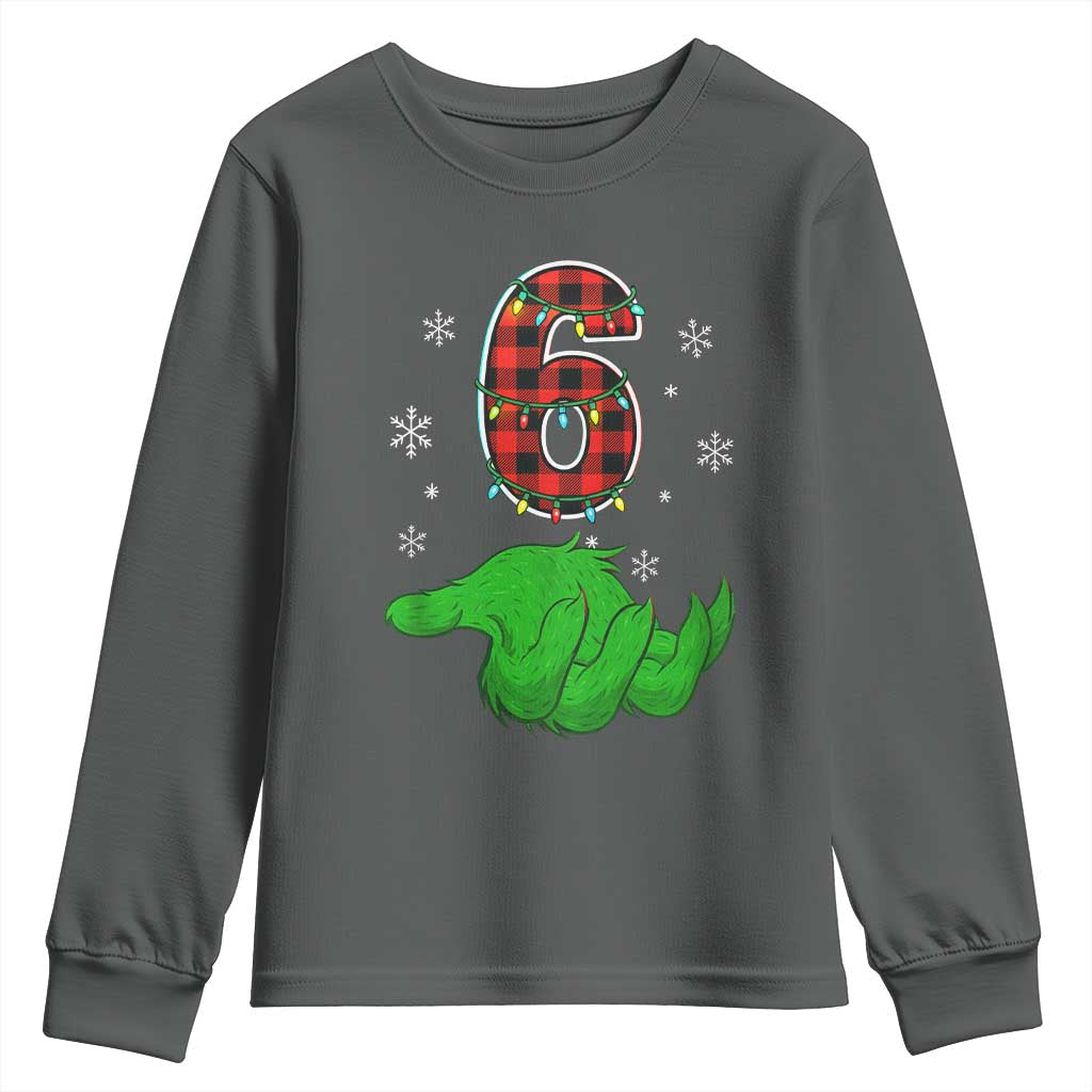 Number 6 Matching 67 Christmas Youth Sweatshirt Red Plaid Xmas Pajamas Holiday Gen Alpha Slang Meme - Wonder Print Shop