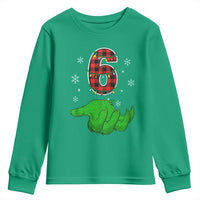 Number 6 Matching 67 Christmas Youth Sweatshirt Red Plaid Xmas Pajamas Holiday Gen Alpha Slang Meme - Wonder Print Shop