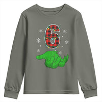 Number 6 Matching 67 Christmas Youth Sweatshirt Red Plaid Xmas Pajamas Holiday Gen Alpha Slang Meme - Wonder Print Shop