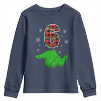 Number 6 Matching 67 Christmas Youth Sweatshirt Red Plaid Xmas Pajamas Holiday Gen Alpha Slang Meme - Wonder Print Shop