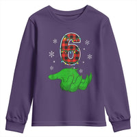 Number 6 Matching 67 Christmas Youth Sweatshirt Red Plaid Xmas Pajamas Holiday Gen Alpha Slang Meme - Wonder Print Shop