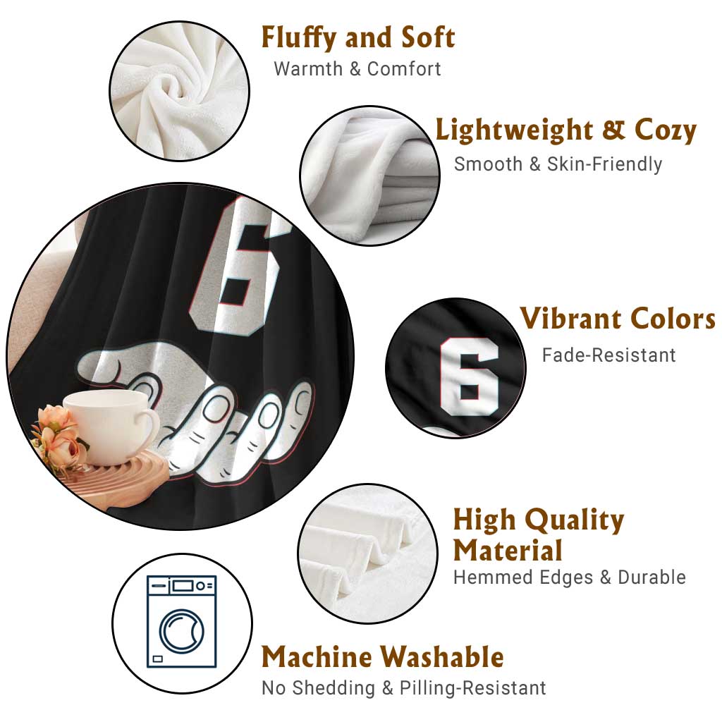 Number 6 Throw Blanket Matching 67 Meme Costume 6th Birthday 6 Years - Wonder Print Shop