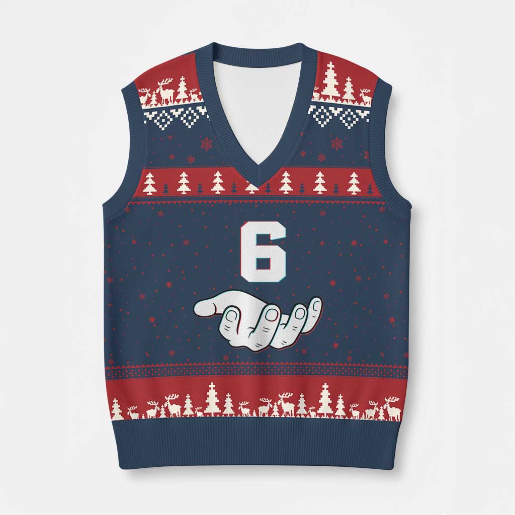 Number 6 V-Neck Knit Sweater Vest Matching 67 Meme Costume 6th Birthday 6 Years - Wonder Print Shop