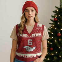 Number 6 V-Neck Knit Sweater Vest Matching 67 Meme Costume 6th Birthday 6 Years - Wonder Print Shop