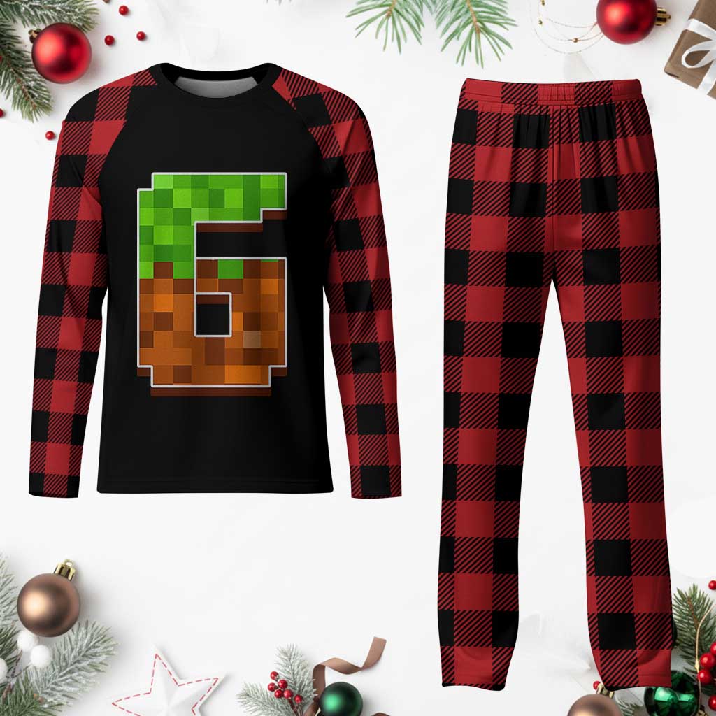 Number 6 Plaid Pajama Set Game Matching 67 Meme Costume 6th Birthday 6 Years - Wonder Print Shop