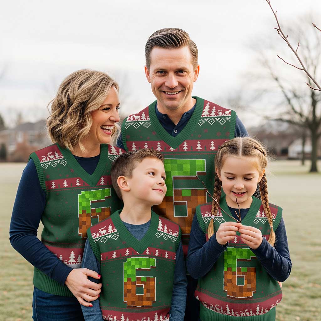 Number 6 V-Neck Knit Sweater Vest Game Matching 67 Meme Costume 6th Birthday 6 Years - Wonder Print Shop