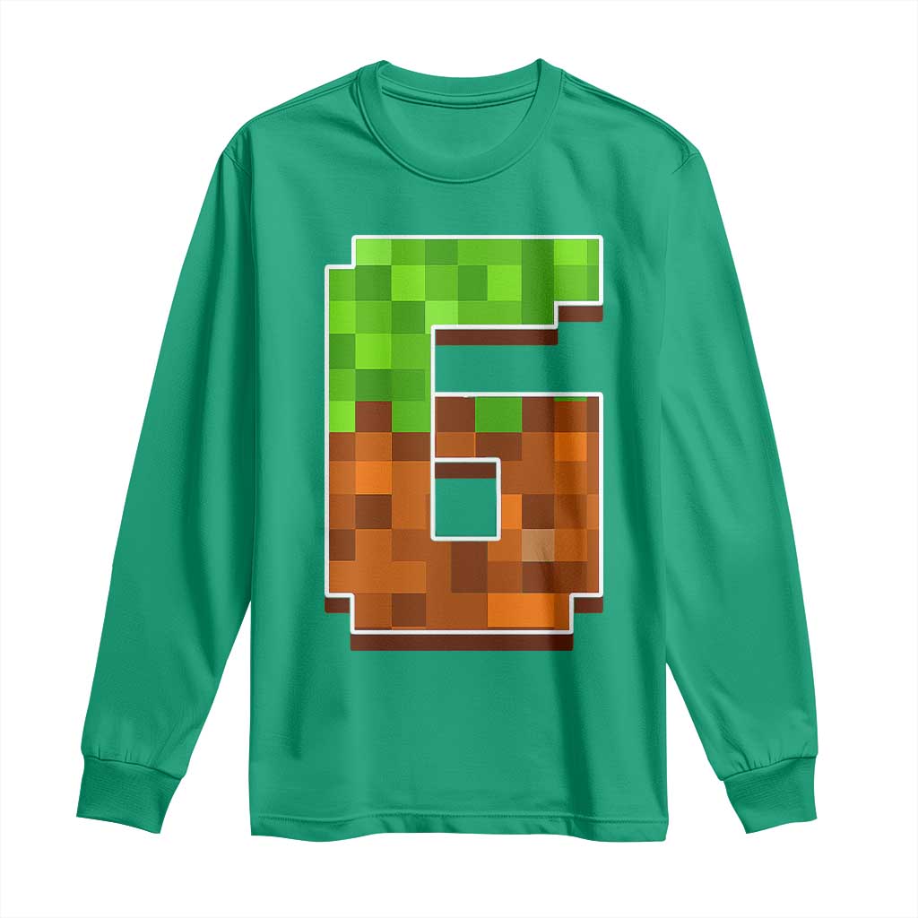 Number 6 Long Sleeve Shirt Game Matching 67 Meme Costume 6th Birthday 6 Years - Wonder Print Shop