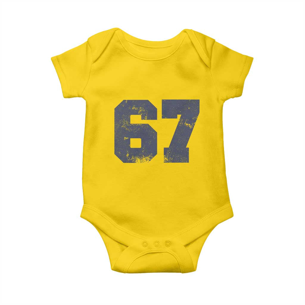 Number 67 Baby Onesie Numbered Uniform Sports Jersey Team 67th Birthday - Wonder Print Shop