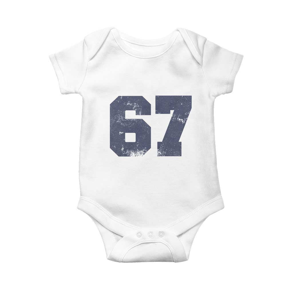 Number 67 Baby Onesie Numbered Uniform Sports Jersey Team 67th Birthday - Wonder Print Shop