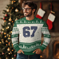 Number 67 Ugly Christmas Sweater Numbered Uniform Sports Jersey Team 67th Birthday - Wonder Print Shop