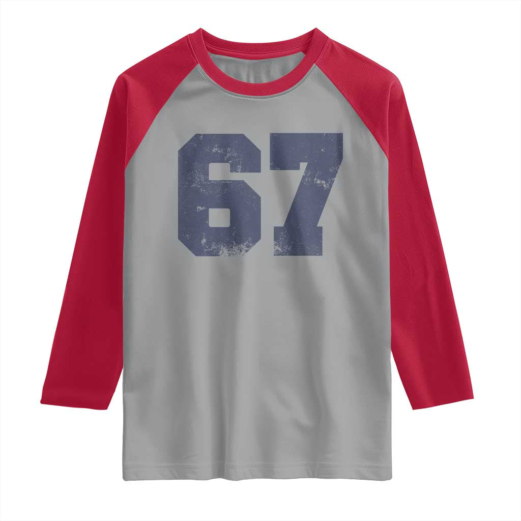 Number 67 Raglan Shirt Numbered Uniform Sports Jersey Team 67th Birthday - Wonder Print Shop