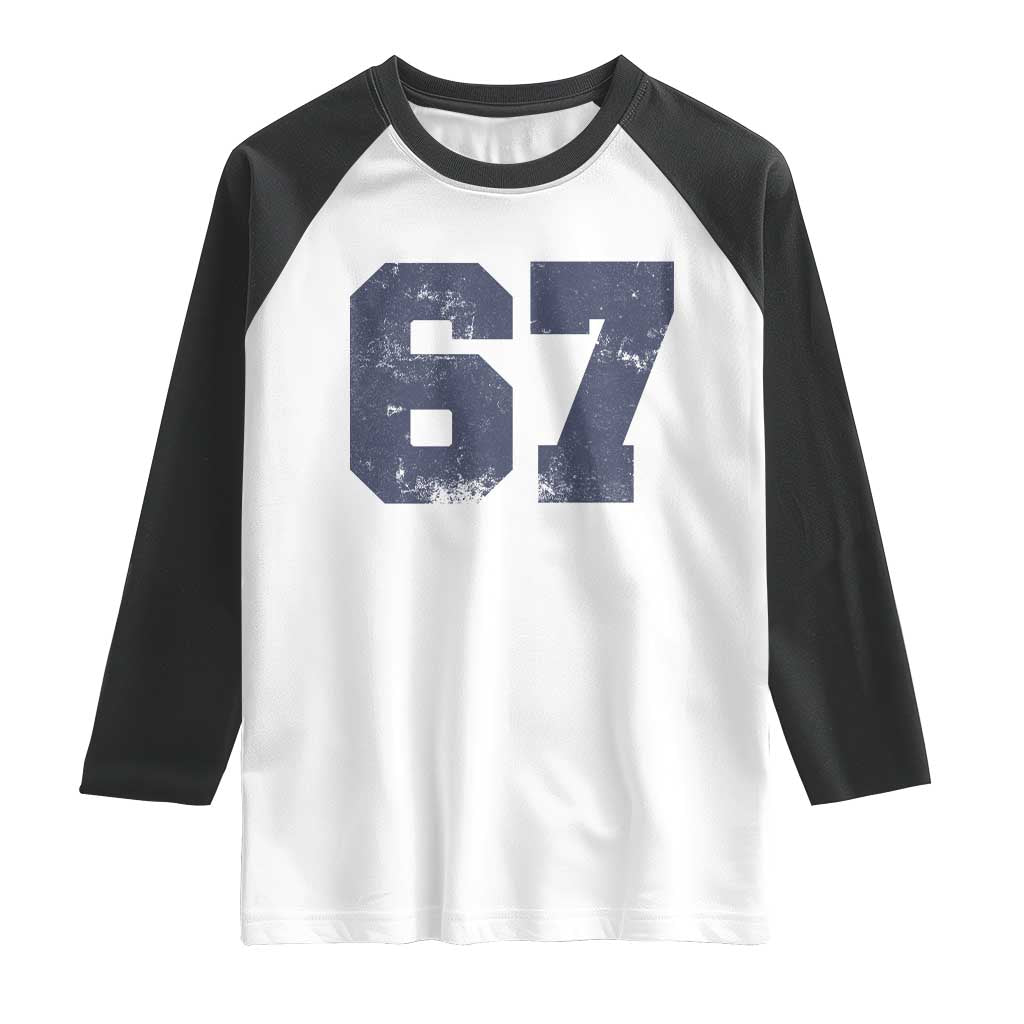Number 67 Raglan Shirt Numbered Uniform Sports Jersey Team 67th Birthday - Wonder Print Shop