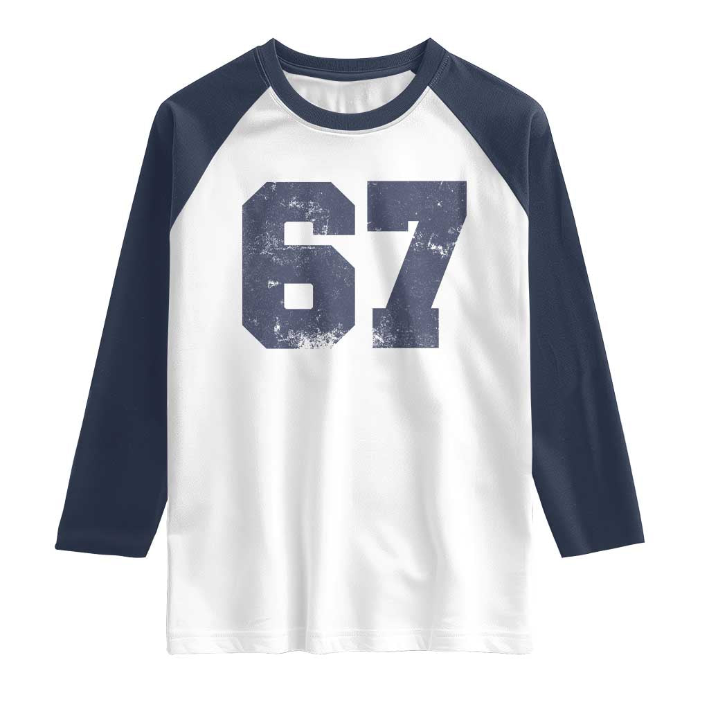 Number 67 Raglan Shirt Numbered Uniform Sports Jersey Team 67th Birthday - Wonder Print Shop