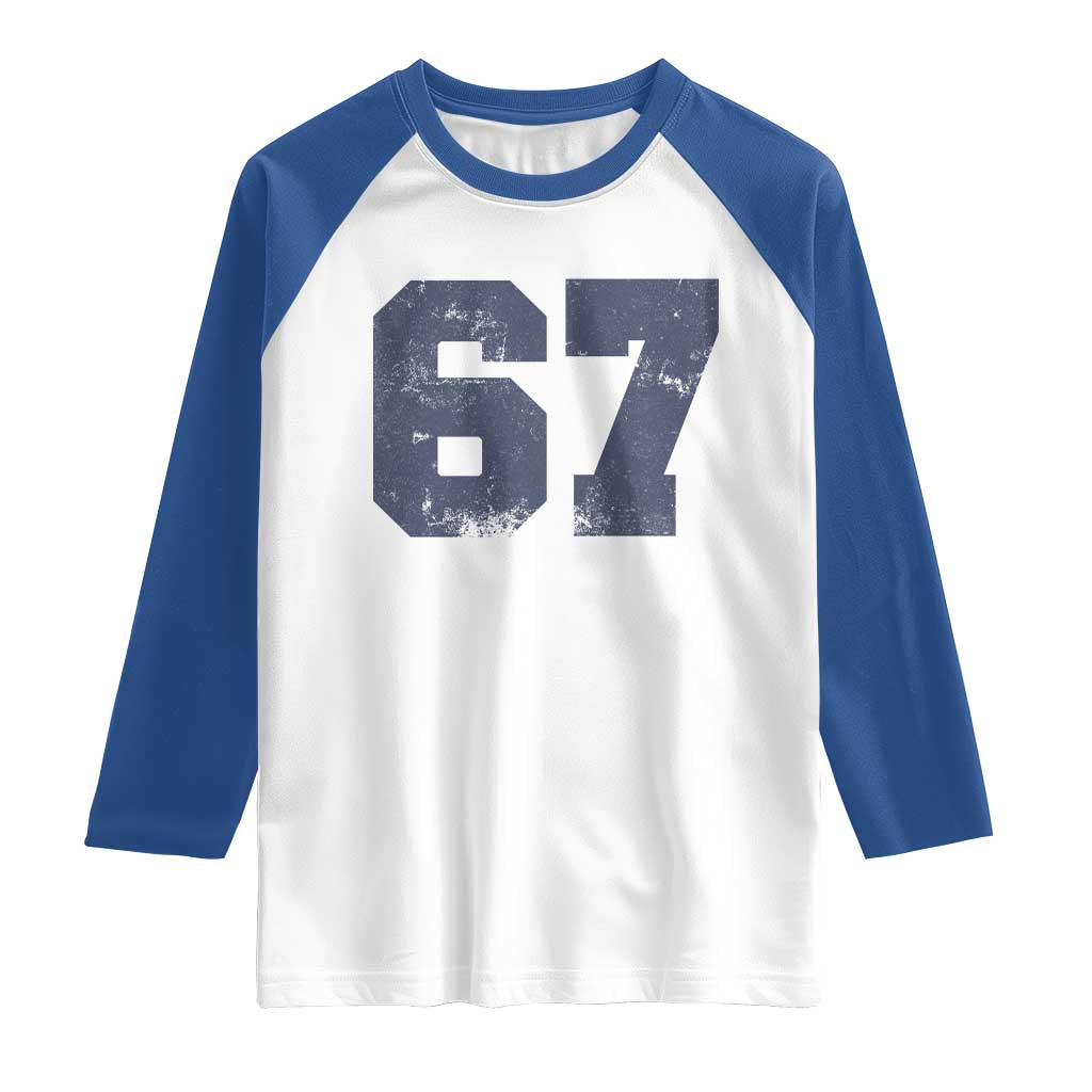 Number 67 Raglan Shirt Numbered Uniform Sports Jersey Team 67th Birthday - Wonder Print Shop