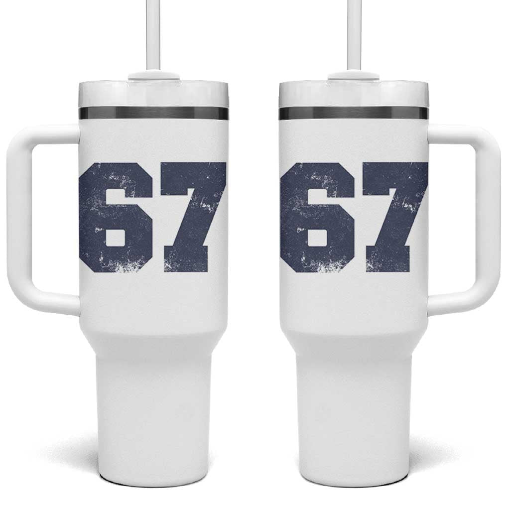 Number 67 Tumbler With Handle Numbered Uniform Sports Jersey Team 67th Birthday - Wonder Print Shop
