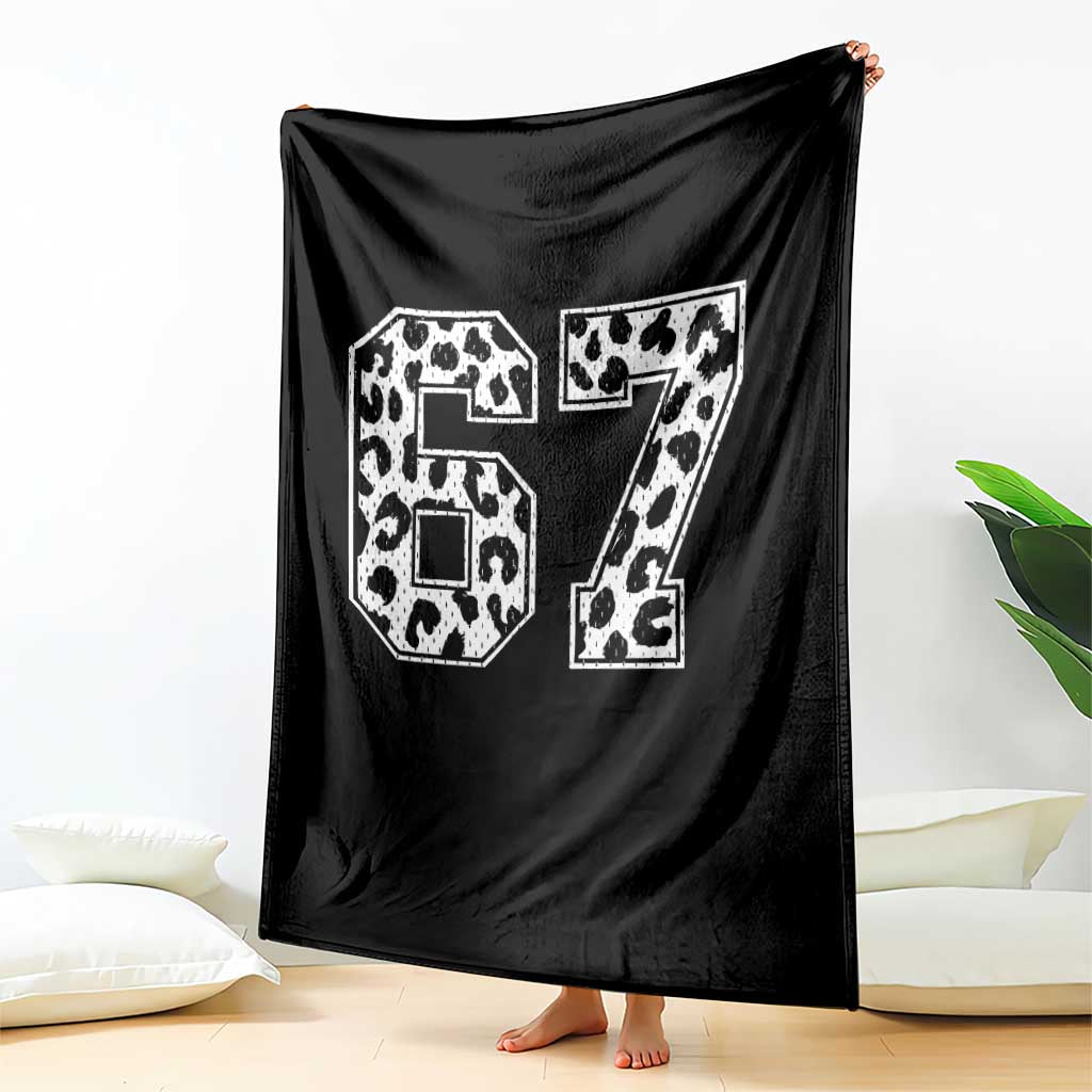 67 Jersey Number Throw Blanket Funny Six Seven Meme Y2k Leopard Number - Wonder Print Shop