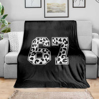 67 Jersey Number Throw Blanket Funny Six Seven Meme Y2k Leopard Number - Wonder Print Shop